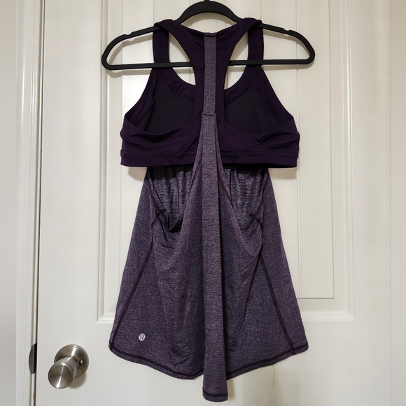 Lululemon 2-In-Run Tank Heathered Deep Zinfandel / Deep Zinfandel Size 12 - Picture 4 of 10